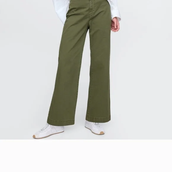 GAP Olive Wide Leg Pants - Picture 1 of 4